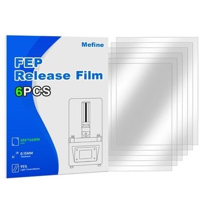 6PCS FEP Film Release Film 206x146x0.15mm for ELEGOO Mars 4, Mars 5, Mars 5