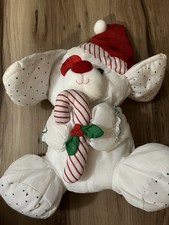 Fisher Price Puffalump Nylon Puppy Dog Plush Candy Cane 12" Christmas Vtg 1990