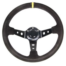 14 Sport Suede Steering Wheel W 6-bolt Black Aluminum Spoke 14 Sport Suede Steering Wheel W 6-bolt Black Aluminum Spoke