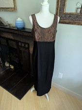 Vintage 90s Snakeskin Print Bodice Black Long Skirt Slit Dress Size Medium/Large