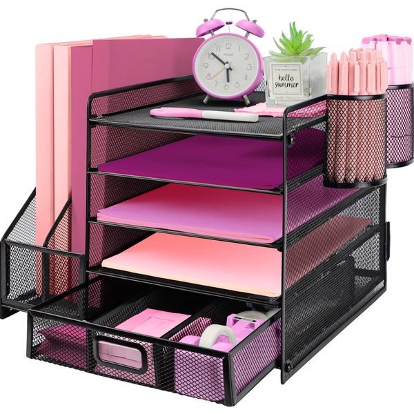 Schreibtisch Organizer Metall BüRo Ablage Aktenhalter, 5 Ebenen-image