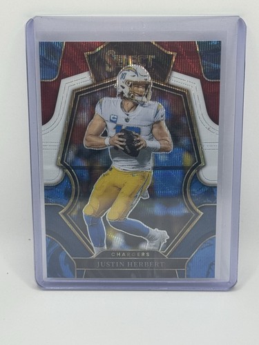 2022 Select JUSTIN HERBERT #/199 Tricolor Wave Shimmer Prizm Premier Chargers