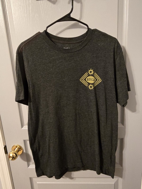 RVCA Vintage Dye Men's Slim Fit Crew Neck Short Sleeve Gray Logo Tee L