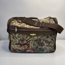Vintage Jaguar Floral Tapestry Travel Bag Carryon Overnight Vanity Case Luggage