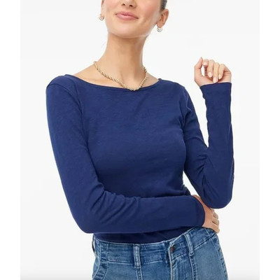 NWT | J Crew Factory | Boat Neck Artist Long Sleeve Tee | Navy | Sz M