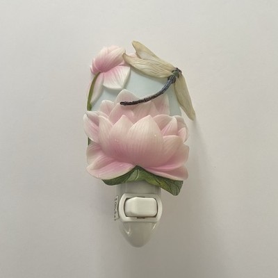 Ibis & Orchid Design Dragonfly & Water Lily, Flowers of Light Nightlight