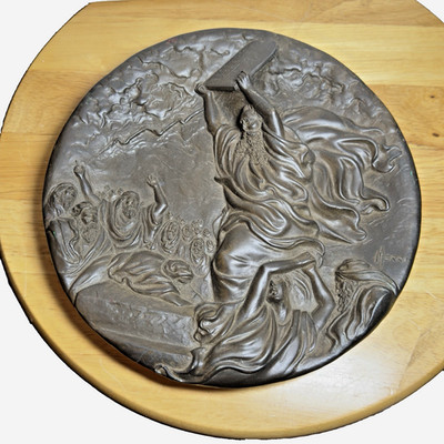 Rhodes Collector's Plate  Moses Ten Commandments Fused Bronze Merri Roderick 8''
