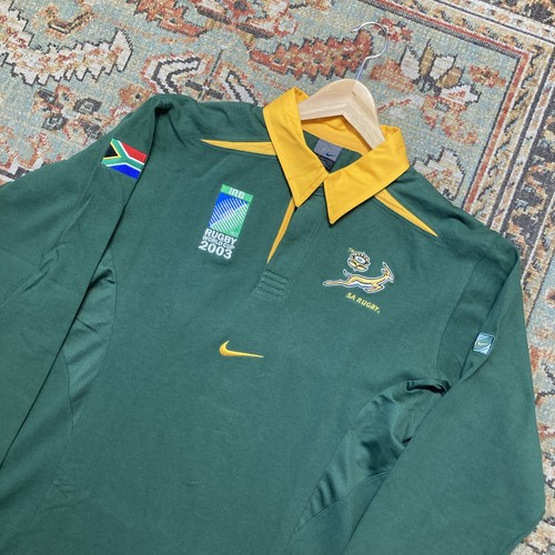 SOUTH AFRICA 2003 RUGBY WORLD CUP HOME LONG SLEEVE JERSEY NIKE sz L MEN GREEN 