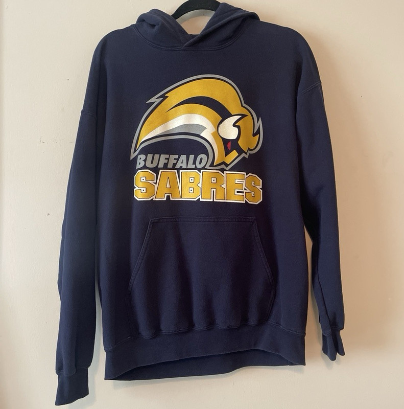Vintage Gildan Heavy Blend Buffalo Sabres Navy Pullover Hoodie Size L