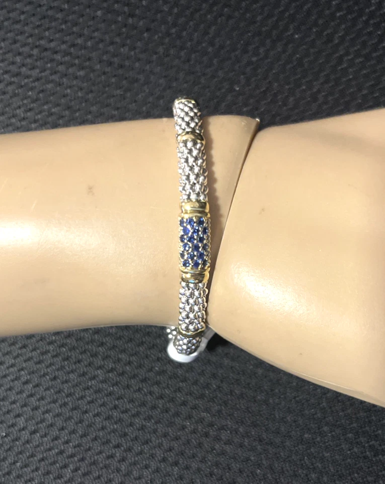 Pulsera LAGOS Caviar Zafiro Azul 6mm Plata Oro 18k Mediana NUEVA $2.300 Foto 2 de 4