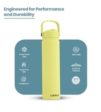 OMNIA NUTRIENTS Vacuum Insulated Stainless Steel Water Bottle, 2 Lids Leakproof
