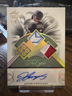 Jacob Gonzalez 2023 Leaf Trinity The Cycle Dual Relic Auto /5 Chicago White Sox