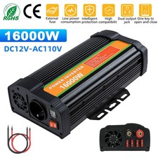 Car Power Inverter 16000W Watts DC 12V To AC 110V Sine Wave Solar Converter LCD