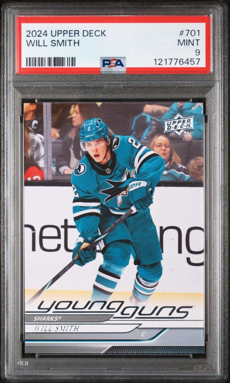 2024 Upper Deck Will Smith #701 Young Guns PSA 9 San Jose Sharks WW1632