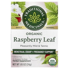 Organic Raspberry Leaf, Caffeine Free, 16 Wrapped Tea Bags, 0.85 oz 24 g 