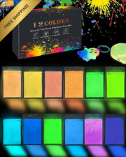 Luckymica Glow in The Dark Pigment Powder 12 Colors, Epoxy Resin 12 Colors
