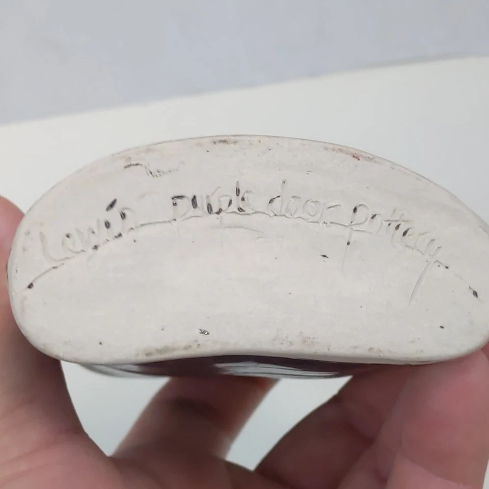 Frasco de cerámica Lewis puerta púrpura hecho a mano de gres cerámica firmado arte vintage  Foto 3 de 4