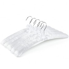 5 Pack Large White Satin Padded Hangers, 17" Non-Slip Cushioned Hangers for S...