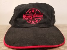 Vintage Krispy Kreme Doughnuts Hot Now Hat Cap Leather Strap Back Made in USA