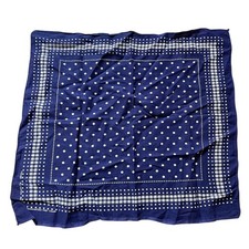 Vintage Guaranteed Fast Color Tuside Blue  White Polka Dots Bandana RN13961 22"