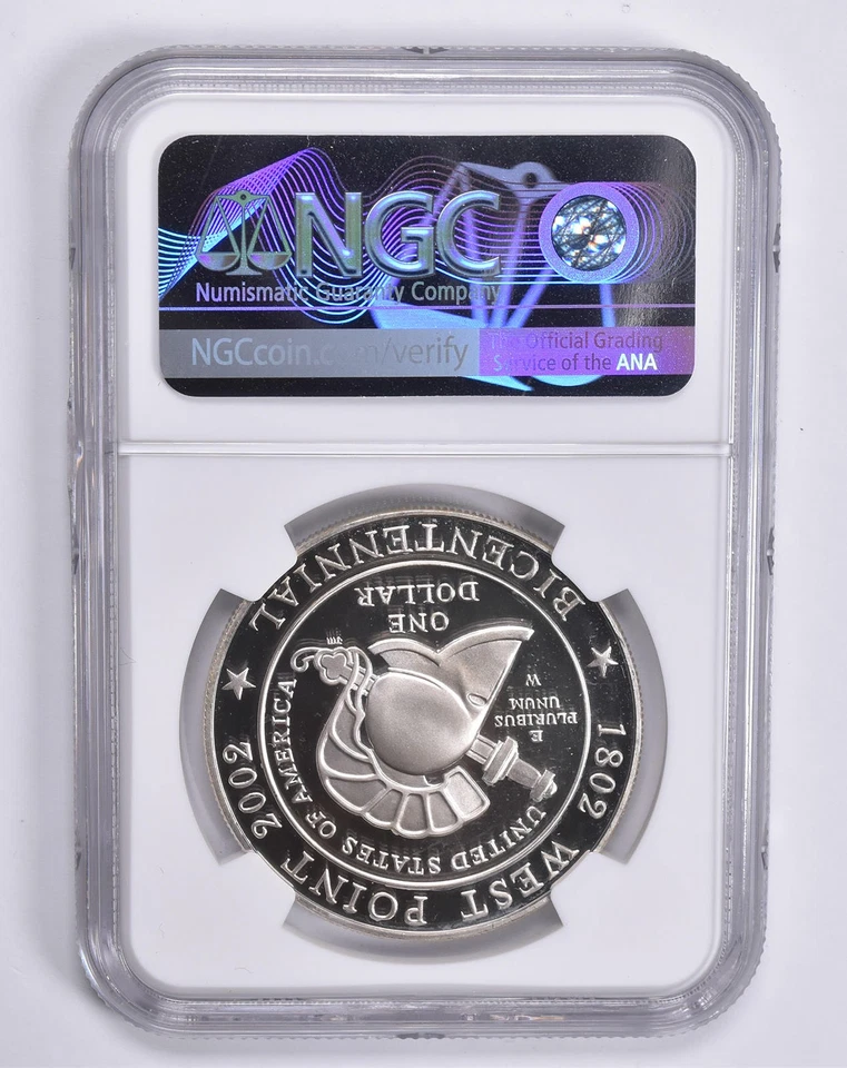 Proof 9.9 UCam 2002-W West Point Commemorative Dollar NGC X NGCX *8926 - Image 2 of 4
