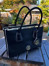 CXL Christian Lacroix Tote Bag - Black & Gold - blue interior - large