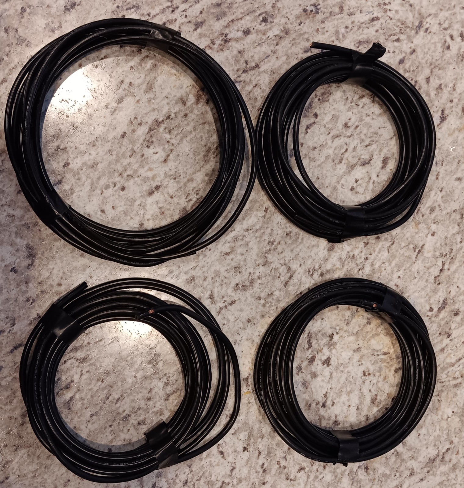 Solar Panel Wire 80 ft total - 4 bundles of 20 ft, Black 10 