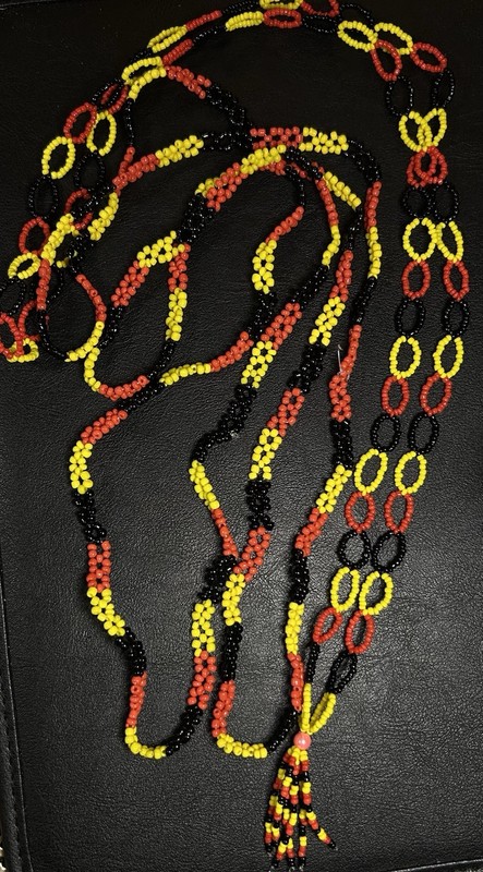 VTG Lot Of 3 Black Yellow & Red Glass Bead Necklaces 
