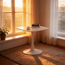 White Square Tulip Table for 2-3 Person, 24 S...