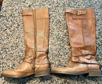 Enzo Angiolini Women's 'Saylem' Leather Riding Boots - Light Brown - Size 8 1/2 