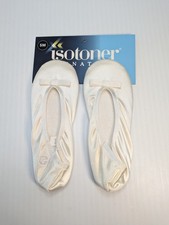 Isotoner Signature Women's Satin Ballerina Slippers White Small 5-6 NEW 