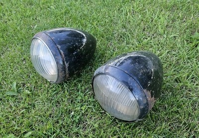1930s GM Original Headlight Buckets Lenses Tiltray Mostly Complete Chevy? Buick?