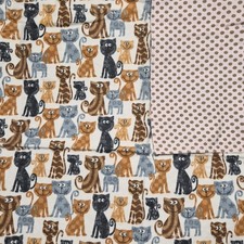 VTG Soft Smiling Kitty Handmade Baby Blanket Crib Quilt Cats Kittens Pink Polka