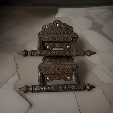 2 Heavy Antique Victorian Eastlake Cast Iron Casket/Coffin/Tool Box Drop Handles