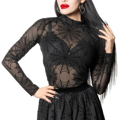 Kreepsville 666 Spiderweb Mesh Whimsigoth Top Halloween Shirt Blouse S-3XL NWT