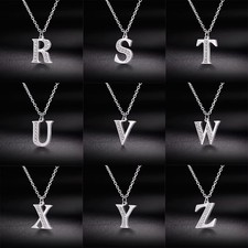My Shape Letter A-Z Clear Zircon Stainless Steel Necklace for Girls