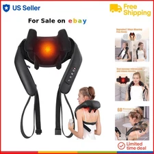 Neck Massager Faux Leather Cordless Heat Deep Tissue 3D Kneading Pain Relief