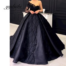 One-Shoulder Sweatheart Prom Dress Sexy Exquisite Floor Length Satin Lace Black