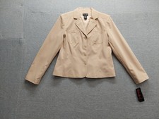 Rafaella Women Blazer Jacket 8P Beige Collared Pocket Button Up Formal Business