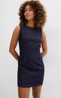 FREEMANS Denim Shift Dress in Dark Blue UK 18 Plus (fmn80-3)