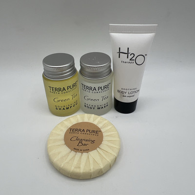 Terra Pure Green Tea Travel Set, Shampoo, Body Wash, Cleansing Bar, Body Lotion