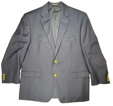 Lauren Ralph Lauren Navy Blue Blazer Men's 46R 100 Wool Gold Crest Button Coat
