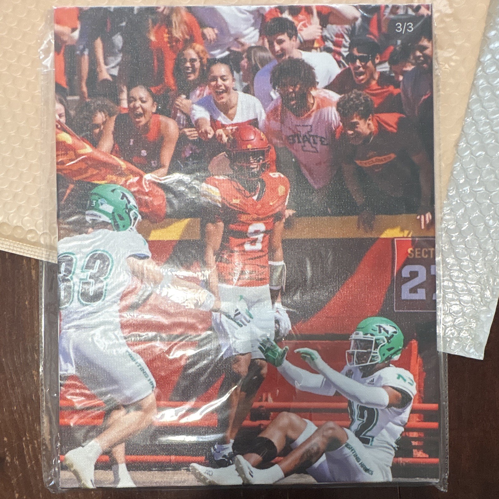 Jayden Higgins celebrating a touchdown against North Dakota on August 31, 2024.