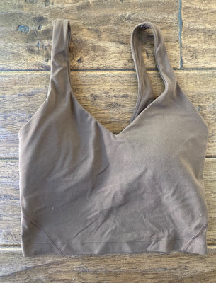 lululemon Align Tank Brown Cropped Built-In Bra V-Neck Sleeveless Size 2