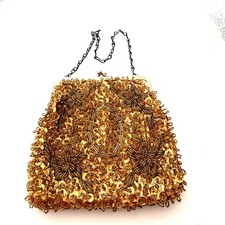 Walborg Beaded Evening Bag/Purse/Clutch Chain Gold sequines