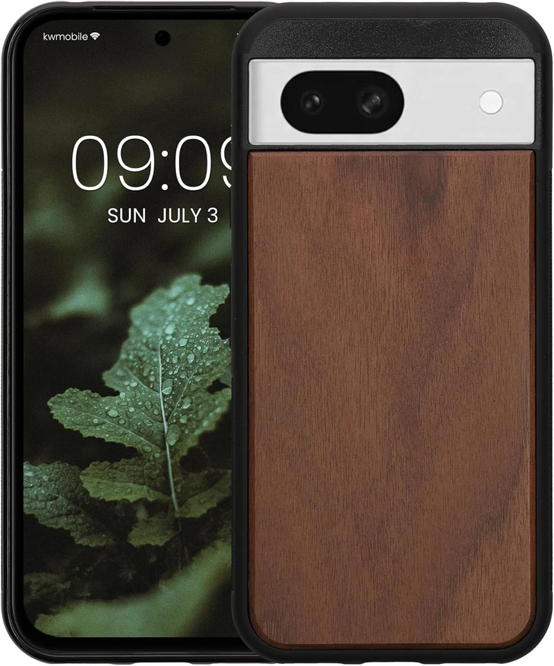 Funda de madera real kwmobile compatible con Google Pixel 8a 8a, marrón Foto 4 de 4