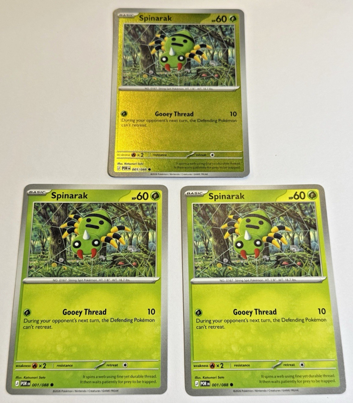 Pokemon Spinarak 001/088  - 1 RHolo 2 Base - Perfect Order