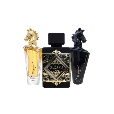 for Unisex 3 Piece Eau de Parfum Gift Set (Bade'e Al Oud Oud for Glory + Maah...