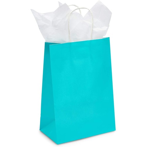 Medium Teal Gift Bags with Handles for Party Favors, Merchandise Bags (36 Pack) - 第 7/7 張圖片