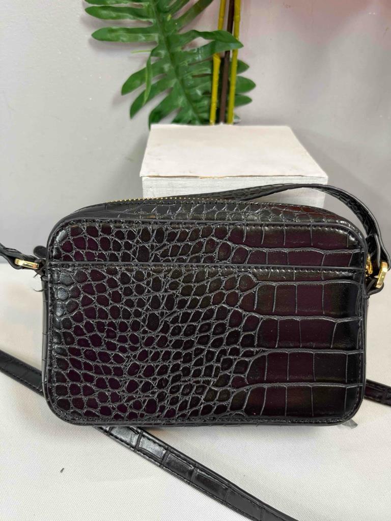 TED BAKER Stina Black Faux Leather Double Zip Mini Camera